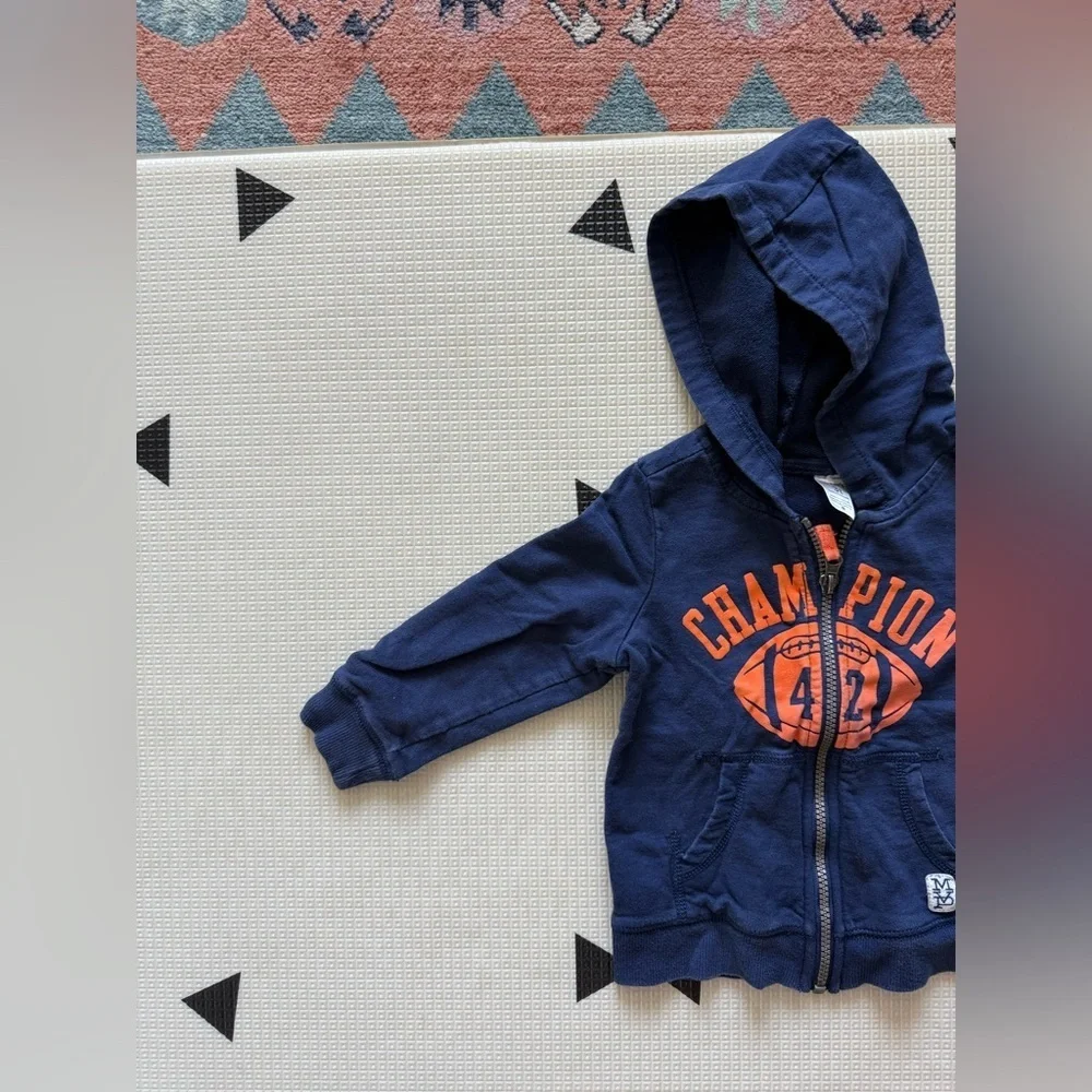 Carter's|Baby boy Navy Blue Toddler full zip hoodie sweater,CHAMPION in Orange•